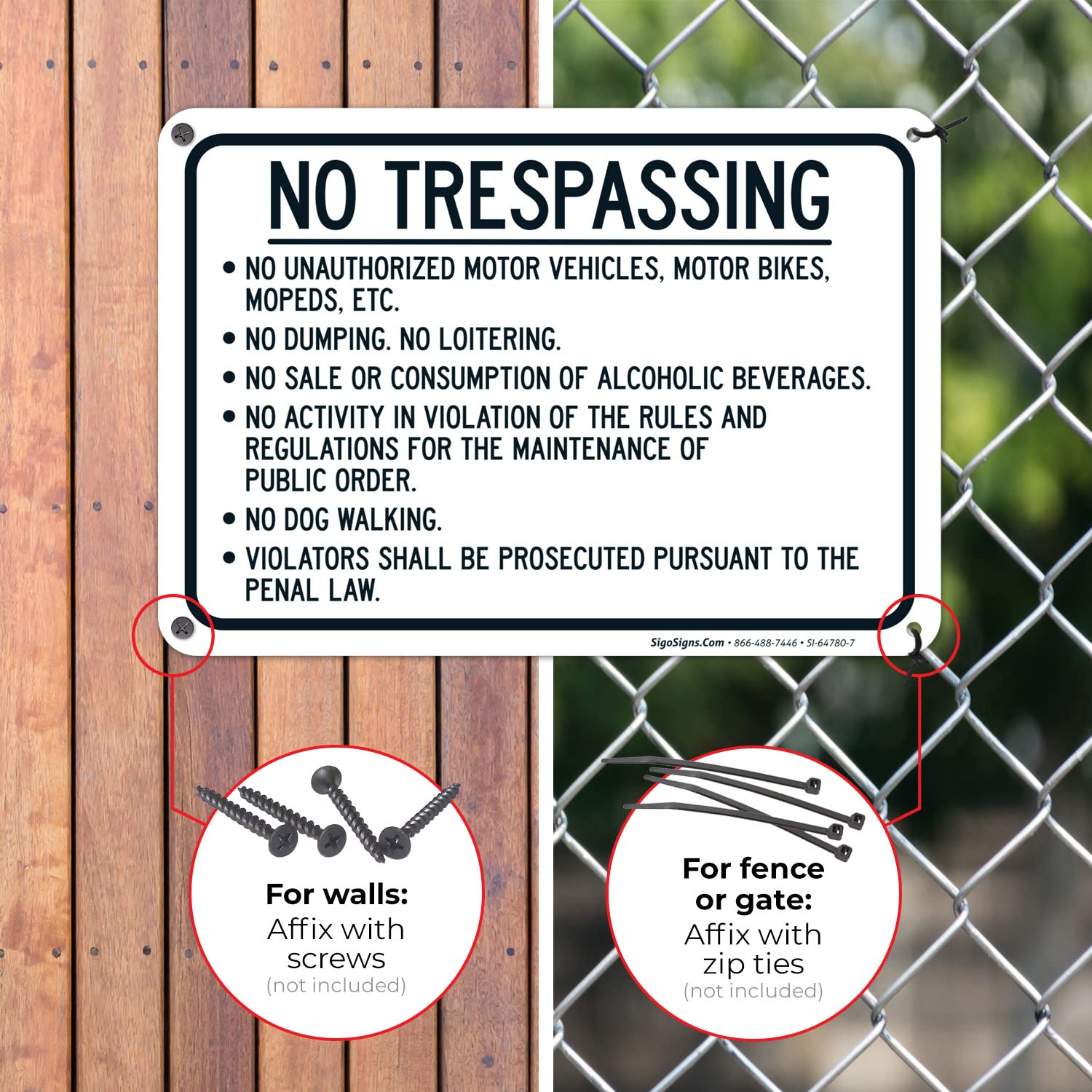No Trespassing No Unauthorized Motor Vehicles Motor Bikes Mopeds